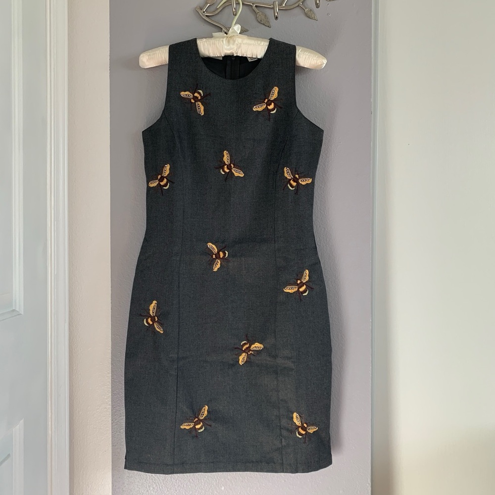 Daisy L Grey Bee Embroidered Dress